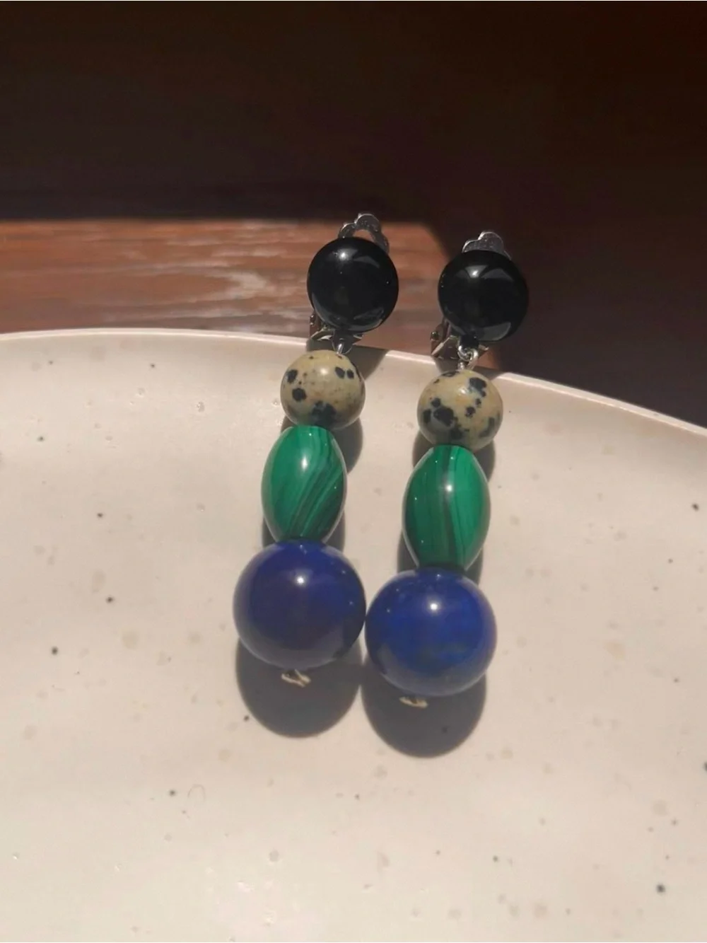 GAOHAN Paris Starry Night Gemstone Drop Earrings 925 Silver Lapis